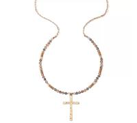 Women'S Cross Necklace, Featuring A Gold Ufo Bead Alloy Cross Pendant and A Diamond and Crystal Cross Necklace, Suitable As A Religious Gift