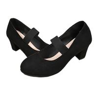 Women's Cross Strap Casual High Heels, Womens Mid Block Heels Mary Jane Ankle Strap Court Shoes Ladies Comfort Support Work Pumps (Black-Belt,7.5)
