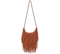 Womens Crossbody Bag Boho Fringe Leather Shoulder Bags with Insert and zipper Retro Chic Shell Bag Lightweight Leather Bags for Daily Street Style