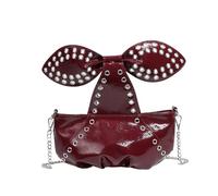 Womens Crossbody Bag Trendy Bow Crossbody with Chain and Rivet Decorate PU Leather Hand Shoulder Bags Unique Novelty Tote Bag for Romantic Dinners Movie Outings and Weekend Hangouts
