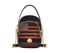 Women's Crossbody Purse Ultrasonic Quilted Durable Us Flag Fish Fisher | polyester Tear Resistant Detachable Gold Chain Strap for Travel & Shopping