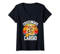 Women's Crossword is My Cardio Retro Puzzle Coffee V-Neck T-Shirt