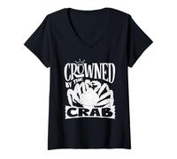 Women's Crowned by The Crab Alaska King Crab Lover V-Neck T-Shirt
