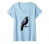 Women's Crows and Ravens Bird Lovers Black Corvid Birders Graphic V-Neck T-Shirt