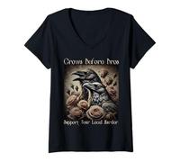 Womens Crows Before Bros Support Your Local Murder V-Neck T-Shirt