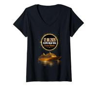 Women's Crucero Familiar Eclipse Solar Total Recuerdo V-Neck T-Shirt