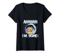Womens Cruise Ducks Ahhhh I’m Home Ship Ocean Beach Lido Buffet Fun V-Neck T-Shirt
