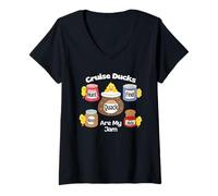 Womens Cruise Ducks are My Jam Retro Coquette Whimsical Vintage Fun V-Neck T-Shirt