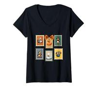 Womens Cruise Ducks Halloween Stamps Pumpkin Pilgrim Vampire Angel V-Neck T-Shirt