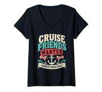 Women's Cruise Friends Wanted Benefits Negotiable Funny Vacation V-Neck T-Shirt