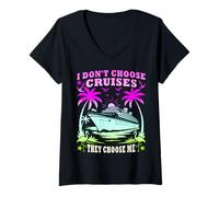 Womens CRUISE LIFE CHOSE HER - OCEAN VIBES MODE ON V-Neck T-Shirt