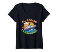 Womens Cruise Lover, All Aboard the Family Vacation, Ship Adventure V-Neck T-Shirt