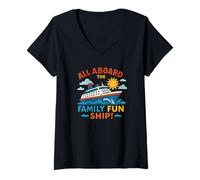 Womens Cruise Lover, All Aboard the Family Vacation, Ship Adventure V-Neck T-Shirt