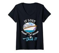 Womens Cruise Lover If Lost Please Return to Deck 11 Funny Cruising V-Neck T-Shirt