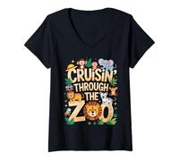 Womens Cruisin Through Zoo Squad Zoo Trip Zoo Keeper Wildlife Zoo V-Neck T-Shirt