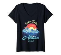 Womens Cruisin Together Alaska 2025 Friends and Family Cruise Trip V-Neck T-Shirt