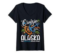 Womens Cruisin Together Alaska Cruise Vacation Ship Anchor V-Neck T-Shirt