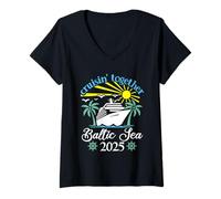Womens Cruisin Together Baltic Sea Funny Couples Cruise 2025 V-Neck T-Shirt