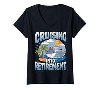 Womens Cruising into Retirement Cruise Vacation Party Cruiser Gifts V-Neck T-Shirt