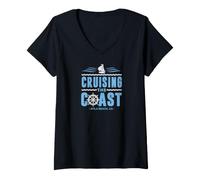 Women's Cruising The Coast Avila Beach California Sail Boat Captain V-Neck T-Shirt