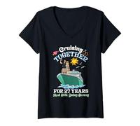 Women's Cruising Together 27 Years Strong 27th Wedding Anniversary V-Neck T-Shirt