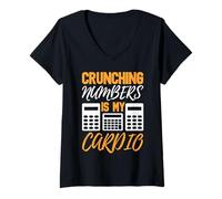 Womens Crunching Numbers is My Cardio Design V-Neck T-Shirt