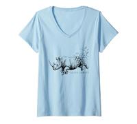 Womens Crush Limits Motivational Rhino Strength Power Animal Gym V-Neck T-Shirt