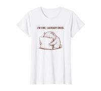 Womens Crying Cat Pillow Hug I'm Fine I Already Cried T-Shirt