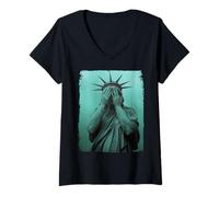 Womens Crying Statue Of Liberty Equality Inclusion Silent Protest V-Neck T-Shirt