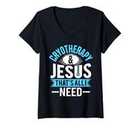 Womens Cryotherapy & Jesus - that's all I need V-Neck T-Shirt