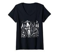 Womens Cryptid Creatures, Bigfoot Mothman, Loch Ness, Monster Alien V-Neck T-Shirt