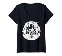 Womens Cryptid Creatures, Bigfoot Mothman Loch Ness Monster Alien V-Neck T-Shirt