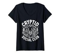 Womens Cryptid Social Club Retro Sunset Vibes V-Neck T-Shirt