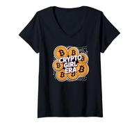 Womens Crypto Girl Era, Girl Bitcoin Lover Blockchain Crypto V-Neck T-Shirt