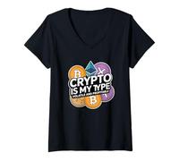 Womens Crypto is My Type, Volatile & profitable Girl Bitcoin Crypto V-Neck T-Shirt