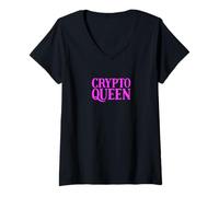 Womens Crypto Queen for Women in Cryptocurrency Blockchain Sector V-Neck T-Shirt