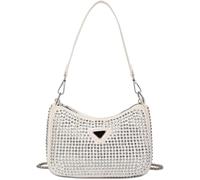 Women's Crystal Bling Crossbody Bags Rhinestone Evening Bag Chain Shoulder Bag Clutch Bags Purse for Women Wallets(White)