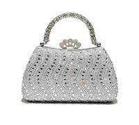 Women's Crystal Clutch Bag Crystal Evening Bag Detachable Chain Suitable for Weddings Balls Cocktail Parties Diamond-Studded Formal Clutch Bridesmaid Style Formal Handbag (Silver)
