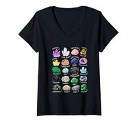 Women's Crystal Gemstone Collector Amethyst Rose Quartz Illustration V-Neck T-Shirt