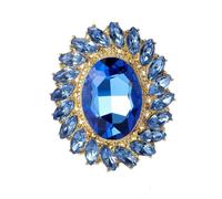 Womens Crystal Oval Sunflower Plant Flower Brooch Pin Blue4186