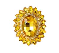 Womens Crystal Oval Sunflower Plant Flower Brooch Pin Yellow4186