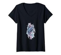 Womens Crystal View Cat V-Neck T-Shirt