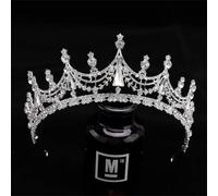 Women's Crystal Wedding Hair Tiara Rhinestone Bridal Tiara Crown Silver Color Diadem Veil Tiaras Bride Hair Accessories Headpiece Style Q Silver Color