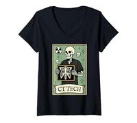 Womens CT Tech Tarot Card Skeleton Radiology CT Technologist V-Neck T-Shirt