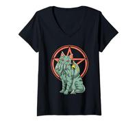 Womens Cthulhu Cat Cosmic Horror Funny Lovecraft Kitty V-Neck T-Shirt