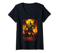 Womens Cthulhu The Rlyehian, Lovecraftian Dark Fantasy Art Painting V-Neck T-Shirt