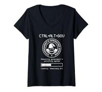 Womens CTRL ALT GOV Rebooting Government Nerd Sarcastic Funny V-Neck T-Shirt