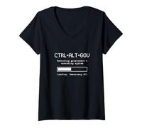 Womens CTRL ALT GOV Rebooting Government Nerd Sarcastic Funny V-Neck T-Shirt