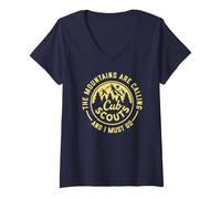Women's Cub Scouts The Mountains are Calling Vintage Hiking V-Neck T-Shirt