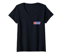 Womens Cuba Flag Pride Design Caribbean Heritage Symbol V-Neck T-Shirt